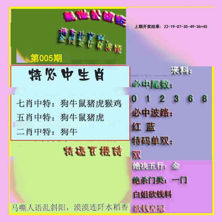 005期波肖门尾最佳公开版[图]