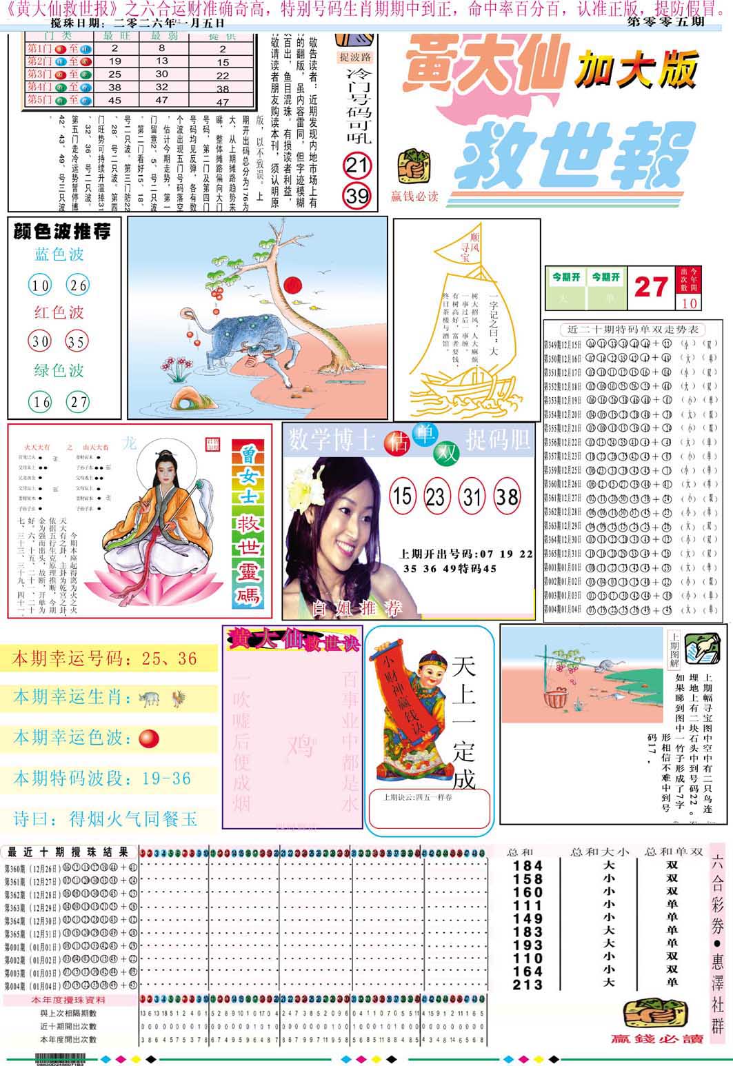 005期黄大仙救世A加大版[图]