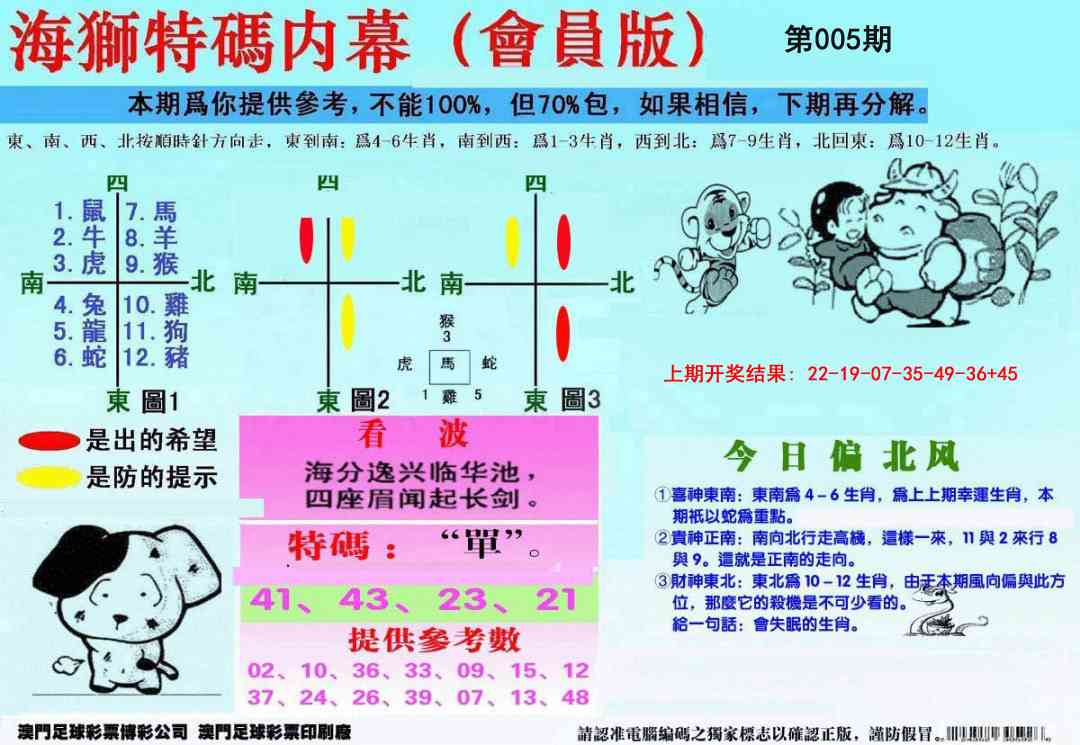 005期另版海狮特码内幕报[图]