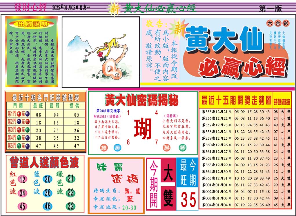 005期黄大仙必赢心经A[图]
